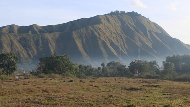 View of the Sembalun village of Lombok, Mount Rinjani, the hills of Sembalun Lombok photo