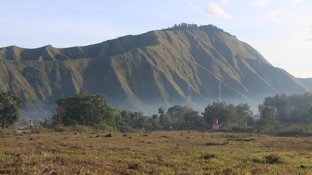 View of the Sembalun village of Lombok, Mount Rinjani, the hills of Sembalun Lombok photo