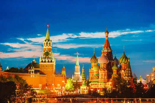 Panoramic view of Moscow landmark during sunset from Zaryadye Park photo