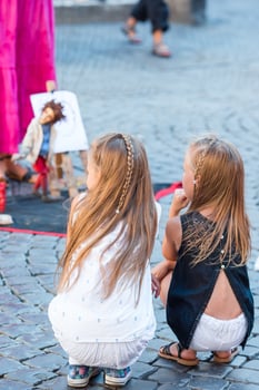 Adorable little girls in Trastevere in Rome, Italy photo