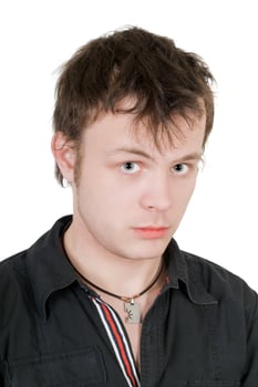 Portrait of the offended young man. Isolated photo