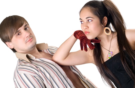 Portrait of the young man and woman. Isolated photo