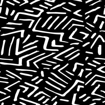 Seamless hand draw monochrome geometric pattern, black and white. photo