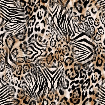 Seamless leopard and zebra texture, hand draw animal print, animal texture, African wild pattern. photo