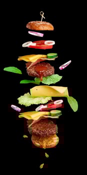flying burger ingredients photo