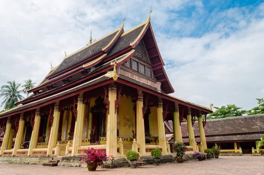 Antique Temple of Wat Sisaket Monastery at Vientiane Capital City of Laos photo