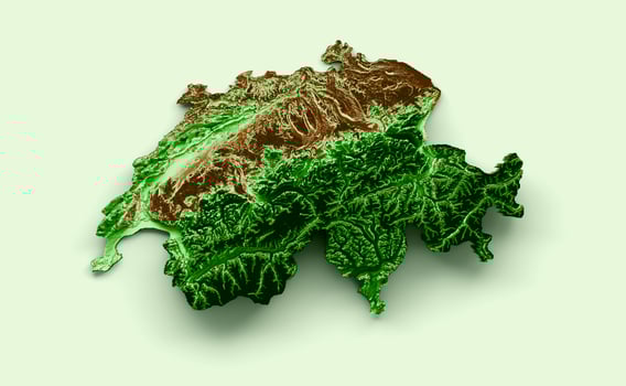 Switzerland Topographic Map 3d realistic map Color 3d illustration photo