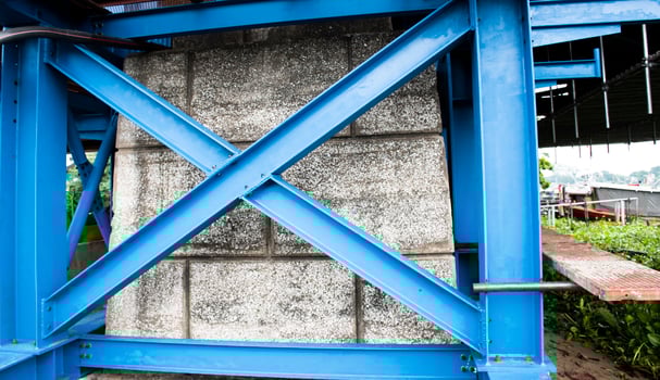 Scaffolding steel frame at construction site photo
