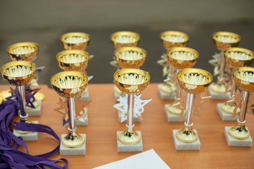 Cups for champions. Sports awards. Winner's Cup. photo