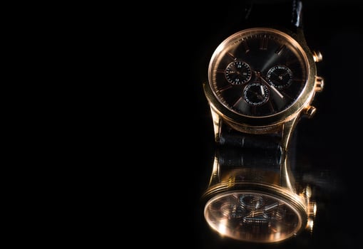 Luxury watch on black background photo