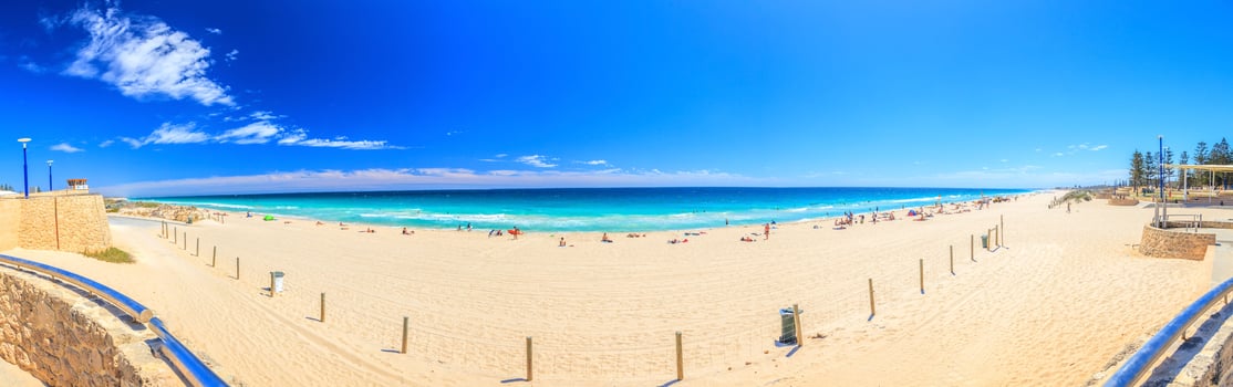 Panoramic picture of Scarborough Beach in Perth during daytime in summer 2015 photo