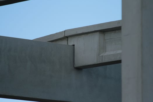 Precast concrete elements on construction site photo
