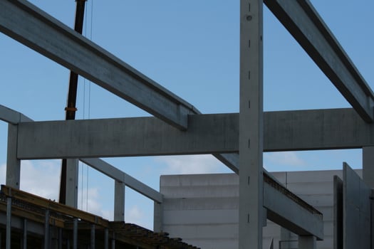 precast concrete elements on construction site during installation photo