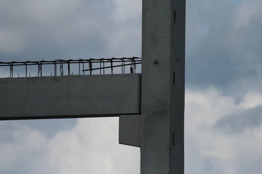 precast concrete elements on construction site during installation photo