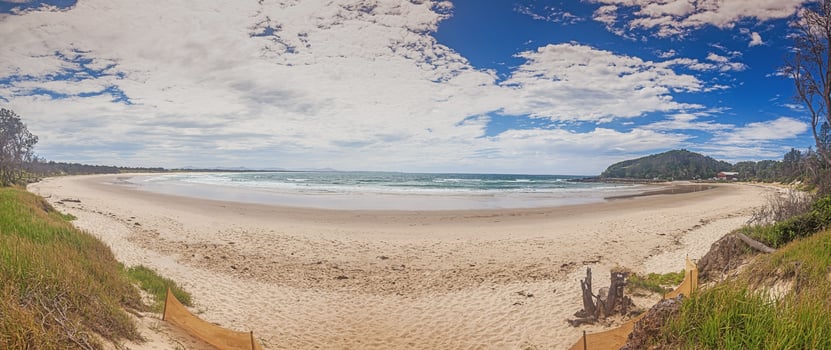 Panoramic image of a lonely beach on the Golden Coast in Australia photo