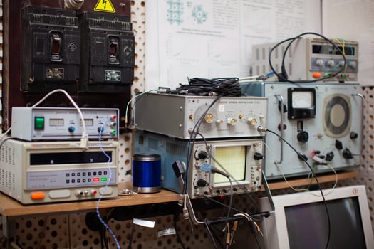 engineers work with electrical measuring devices photo