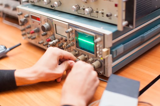 engineers work with electrical measuring devices photo