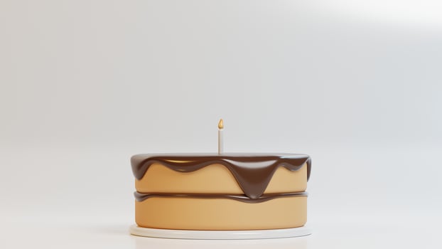 3d cute birthday cake concept on white background. 3d rendering icon photo