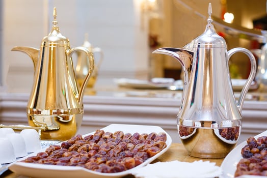 Dates on a tray and decanters photo