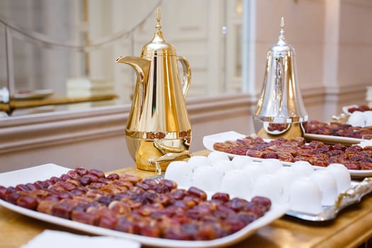 Dates on a tray and decanters photo