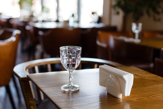 Empty glasses set in restaurant photo
