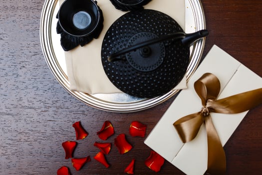 Top view of the tea ceremony. photo