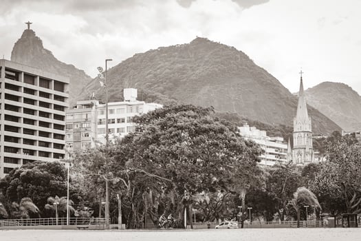 Cristo Redentor Corcovado mountain Botafogo cityscape Rio de Janeiro Brazil. photo
