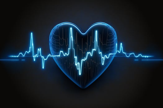 Blue Heart pulse monitor with signal, Heart beat photo