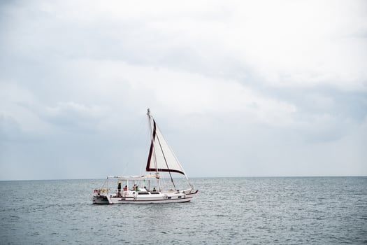 yacht boat in the open sea photo