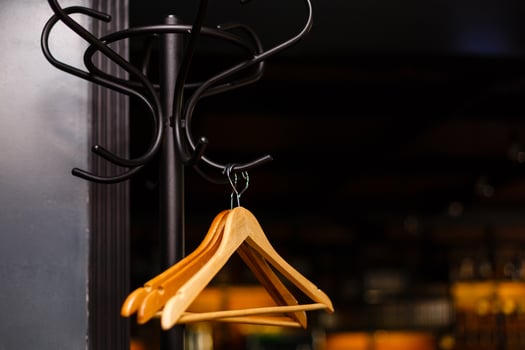 Wooden Floor Hanger with Hangers photo