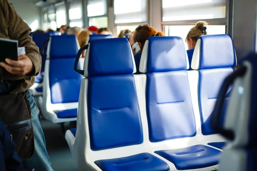 Emtpy interior of the train for long and short distance in Europe photo