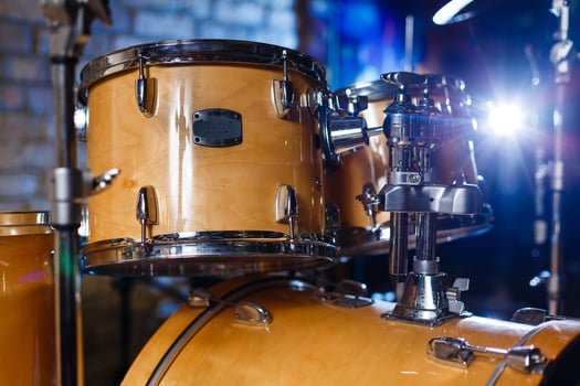Drum set on a stage photo
