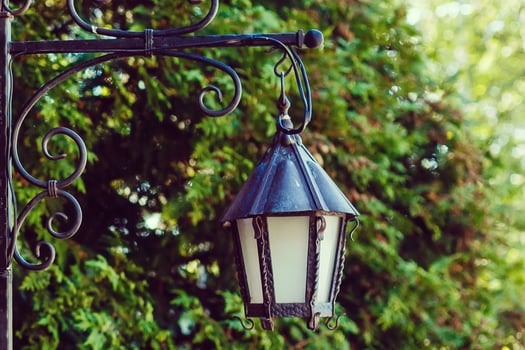 Old lantern with flowers photo