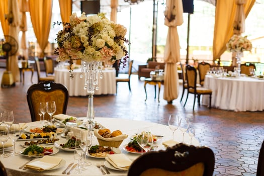Elegant table setting with beautiful flowers photo