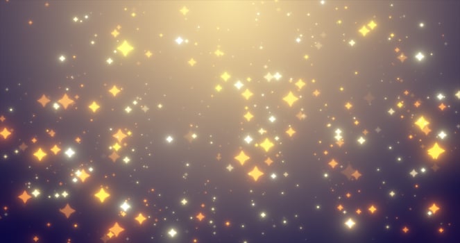 Abstract yellow blue and gold bright glowing stars glamorous festive sparkling energy magical particles, abstract background photo