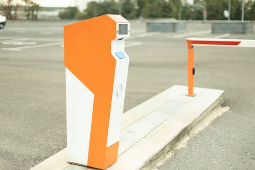 Parking machine. Parking barrier. Transport infrastructure. photo