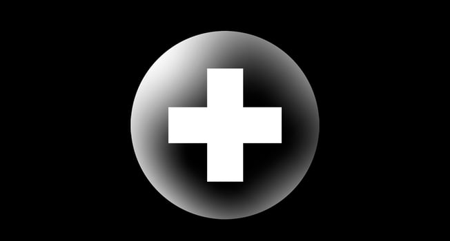 Plus sign in bubble bubbles or white balloons on black background. photo