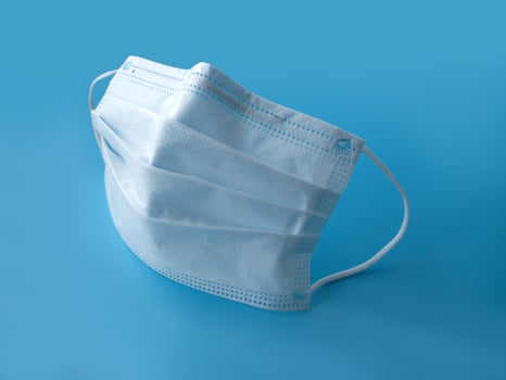 Surgical or medical mask to cover the mouth and nose. The concept of protection from influenza, coronavirus, infections. photo
