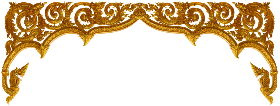 Gold carved ornament frame art isolated on white background photo