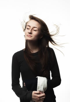 Portrait of a young emotional woman photo