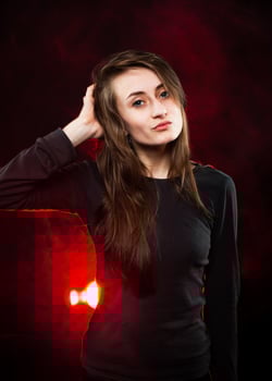 Portrait of a young emotional woman photo