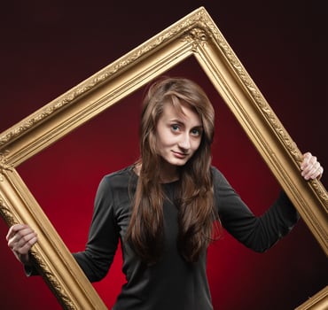 Portrait of a young emotional woman photo