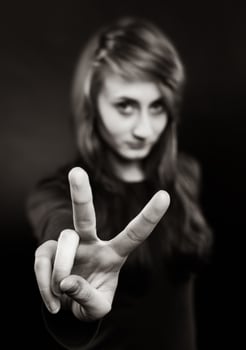 Portrait of a young emotional woman photo