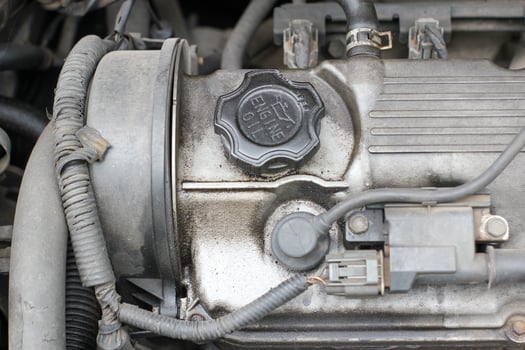 dirty engine room of an old car photo