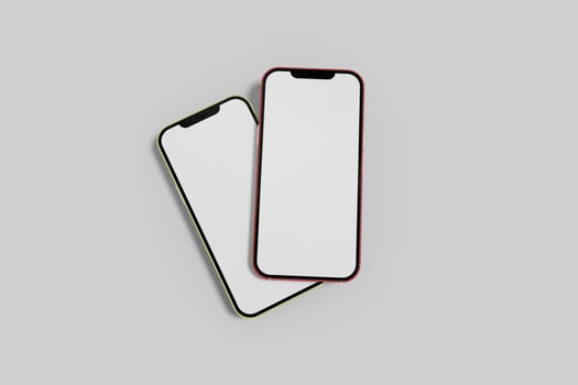 Smartphone with blank screens for your design isolated on white background. photo