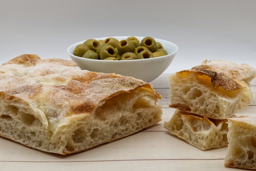 Pinsa Bianca Umbra, type of Italian pizza that originated in the Umbria region. photo