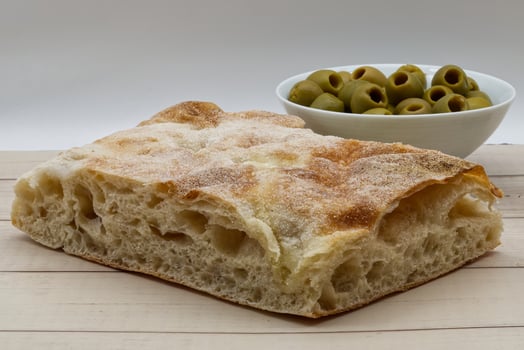 Pinsa Bianca Umbra, type of Italian pizza that originated in the Umbria region. photo