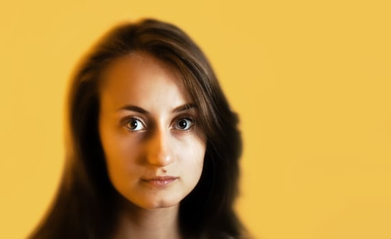 Closeup portrait of a charming young woman photo