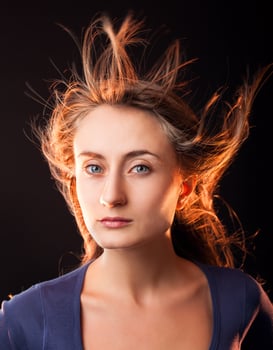 woman with hair flying photo