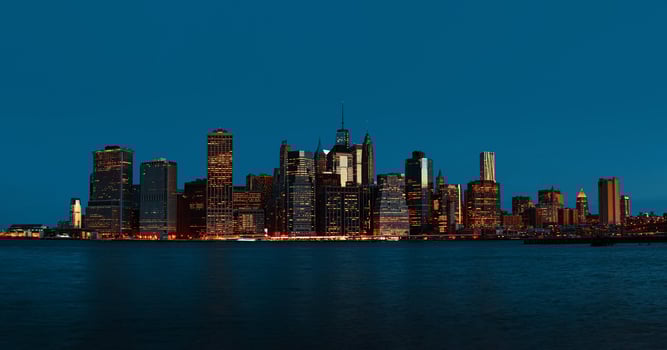 Early morning New York City skyline panorama photo